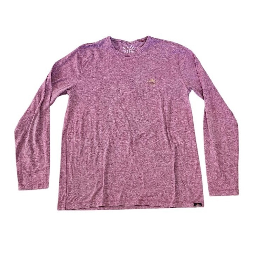 Faherty All Day T-Shirt Mens Large Heather Berry Purple Long Sleeve Crewneck